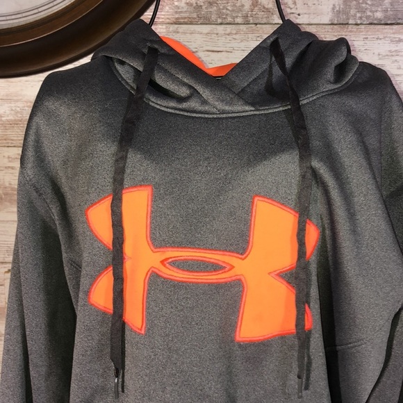 Under Armour cold gear hoodie orange and gray sweatshirt size medium thicker​​ - Picture 2 of 7